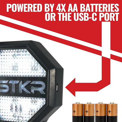 STKR Garage Parking Sensor – Adjustable Ultrasonic Car Stop Assistant with Red/Yellow/Green LED Display – Set Stop Distance 6"–6 ft – Battery or USB Powered – Easy Wall-Mount Install – Dark Grey