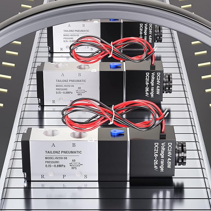 TAILONZ PNEUMATIC 1/4"NPT Solenoid Valve DC24V Single Coil Pilot-Operated Electric 2 Position 5 Way Connection Type 4V210-08 Outlet wire
