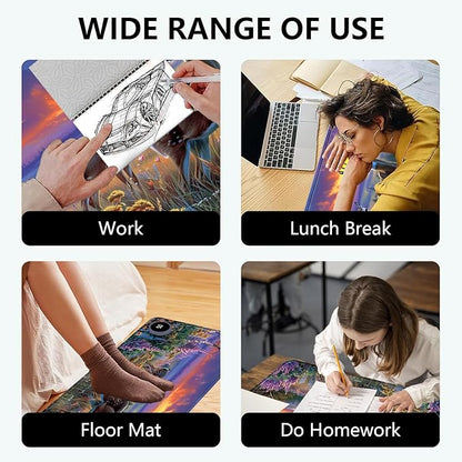 Heated Mouse Pad with 3 Levels Heated & 3 Hours Auto Shut-Off Mouse Pad for Warming Hands in Office Home, 31.5" x 13"Large Safe Desk Mat Hand Warmer，Elk Lavender
