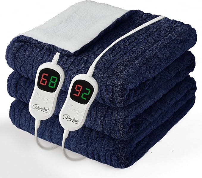 Homemate Electric Heated Blanket King - 100"x90" Heating Bed Blankets Throw with 10 Heating Levels 8 Hours Auto Off Fast Heating Over-Heated Protection Ultra Soft Warm Flannel ETL Certified