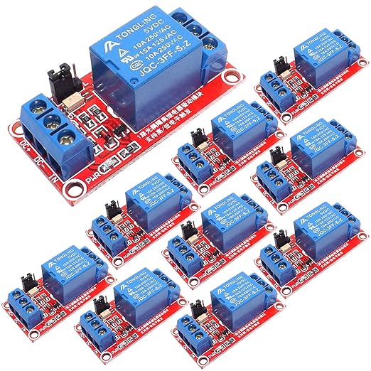 Relay Module with Optocoupler High/Low Level Trigger for Arduino (5, 5V Relay 1 Channel)