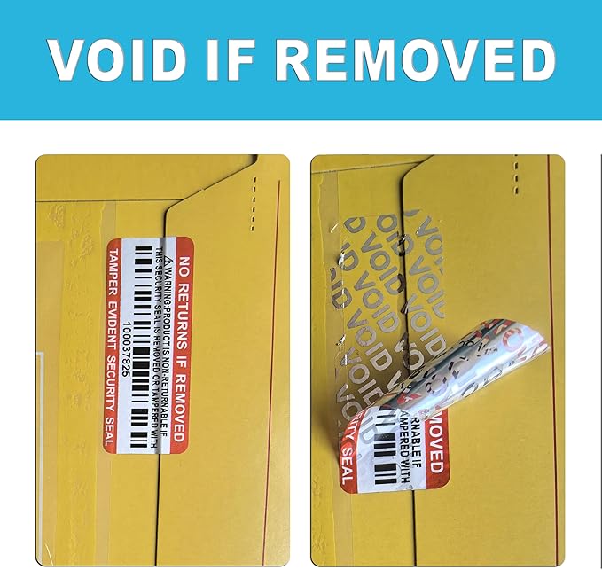 Tamper Evident Proof Barcode Stickers with Individual Serial Number Security Warranty Void Sticker,Sealing Label for Package(120pcs 2x0.8in Red Matte Silver)