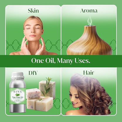 Siva Tea Tree Essential Oil - 16 Fl Oz – 100% Natural Tea Tree Oil - for Diffuser, Face, Skin Care, Aromatherapy, Hair Care, Scalp and Body Massage
