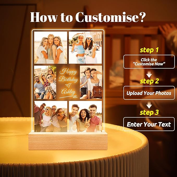 Customized Best Friend Birthday Gifts for Women, Personalized Picture Frame with Photos, Customized Photo Frame, Custom Picture Frames, Personalized Valentines Day Gifts for Women Men Her Him Friends