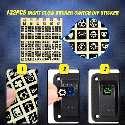Nilight - 90110E 5 Gang Aluminum Rocker Switch Panel Toggle Dash 5 Pin ON/Off Pre-Wired Rocker Switch Blue Backlit Switch for Automotive Car Marine Boat RV,2 Years Warranty