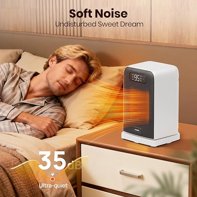 Space Heaters for Indoor Use, 1500W Small Desk Heater with Remote, Thermostat, 4 Modes, 12H Timer, LED Display, Safety Protection, 70° Oscillating Heater for Office Bedroom Home (White, 1Pack)
