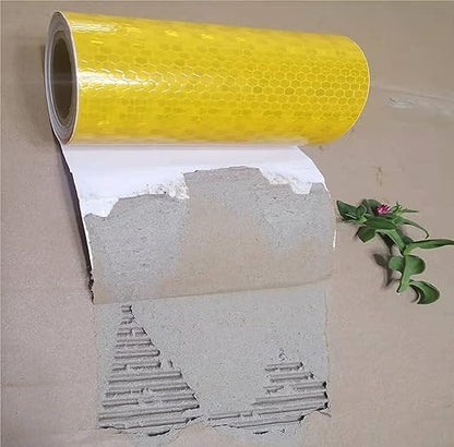 Yellow Reflective Tape 4 inch, Outdoor Waterproof High Visibility Warning Industrial Marking Tape, Safety Stickers (11 feet)