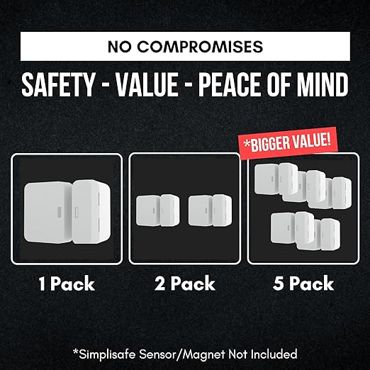 Magnet Riser Compatible with SimpliSafe | Alarm Contact Spacer with 3M Adhesive | Alarm Riser - Sensor/Magnet Not Included (1 Pack - 1 inch)