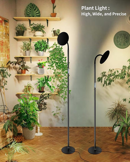 chiphy Grow Lamp, 40W Full Spectrum Grow Lights for Indoor Plants, 4H/8H/12H Timer, 2300K-6500K, 10 Dimmable Levels, 76''Height Adjustable, Remote Control, Ideal for Large Tall Plants