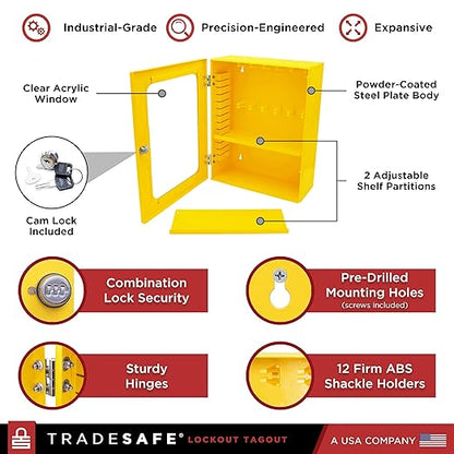 TRADESAFE Lockout Tagout Cabinet - 75 Pieces Loto Devices, Loto Locks, Lockout Hasp, Lock Out Tags, Circuit Breaker Lock, Cable Lock, Plug Lock, Lockout Tagout Station with Movable Shelf Partitions