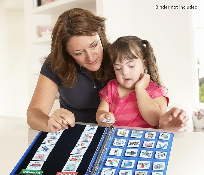 SchKIDules V-KIt - Portable, Binder-Ready Visual Schedule for Kids w/8.5x11" Backboard & 150 laminated Icons plus 21 Headings