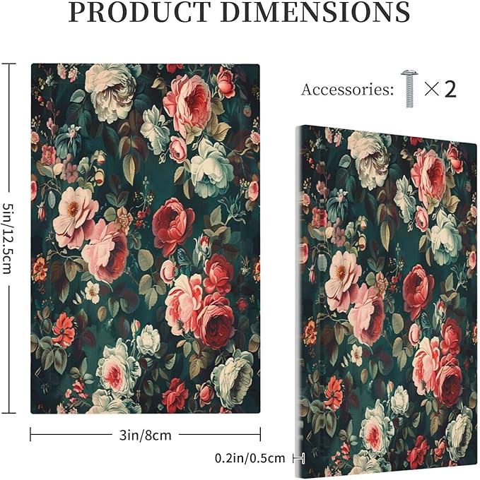 Light Switch Cover Plate Baroque Vintage Peony Flower Floral 1 Gang No Device Blank Electrical Wall Plates Faceplate Decorative Switch Plate for Bedroom Farmhouse Decor