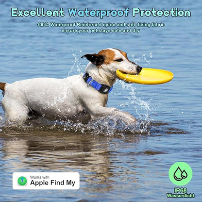 GPS Dog Collar Tracker 2-in-1,Reflective Waterproof Pet Collar,iOS-Only,No Monthly Fees,Unlimited Range,Ideal for Dog Tracking pet Tracker,for Small Dogs(S (12.6"-16.5" Width:0.78"), Blue)
