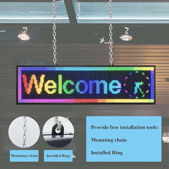 P10 Outdoor Led Sign 52”x14” RGB Full Color WiFi Programmable Bright LED Scrolling Message Display Board, Perfect Solution for Advertising