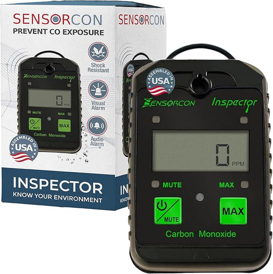 Inspector Portable Carbon Monoxide Detector with Visual and Audio Alarms – Waterproof Digital CO Detector for Personal, Ambient, and Combustion Monitoring