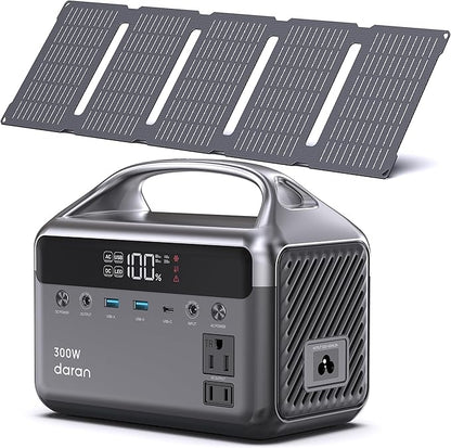 Portable Power Station 300W (600W Surge) with 40W Solar Panel, 192Wh Solar Generator with LiFePO4 Battery, 5.5 lb Power Bank for Laptop and Emergency Backup