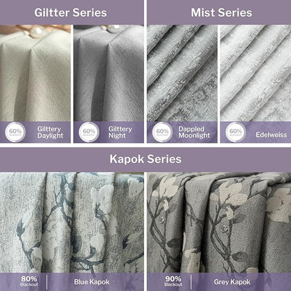 Graywind Custom Curtains Drapes for Sliding Door Room One-Way or Split Draw Curtain (Designed Series Fabric Samples)