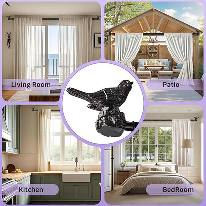 Curtain Rods 72 to 144 Inches Vintage Oil Bronze Curtain Rods for Windows Adjustable Heavy Duty Drapery Rod with Bird Finials for Living Room Bedroom
