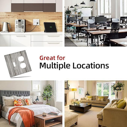 Wallplates Farmhouse Rustic Grey Barn Door Wood 1 Toggle 1 Duplex Switch Plate Electrical GFCI Faceplate Decorative Light Switch Covers for Bedroom Cabin Decor