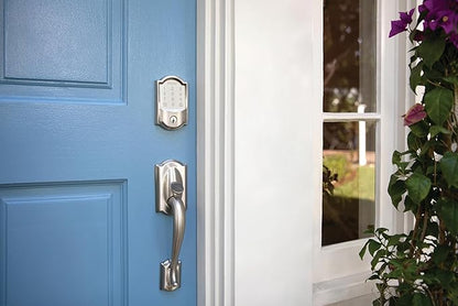 Schlage Encode Smart WiFi Deadbolt Lock for Front Door - Keyless Entry with App or Touchscreen - Works with Alexa, Hey Google, & Airbnb - Create Codes for Guests - Satin Nickel Silver