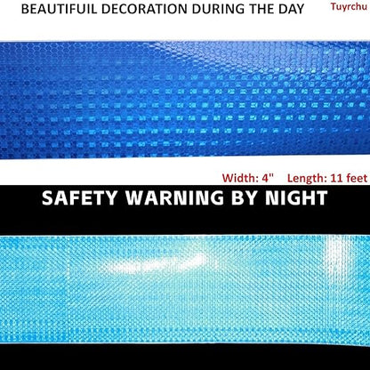 Blue Reflective Tape 4 inch, Outdoor Waterproof High Visibility Warning Industrial Marking Tape, Safety Stickers (11 feet)