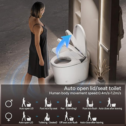 CANEST Smart Toilet with Bidet Built in, Elongated Toilets with Heated Seat, Auto Open Close, Foot Sensor, Warm Water and Dryer, Remote Control, LED Display, Night Light, Auto Deodorization (TC-400BK)