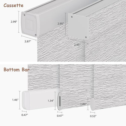 Motorized Roller Blinds with Remote, 100% Blackout Automatic Roller Shades for Bedroom, Bathroom, and Living Room, Customized Size, Fine Texture Gray