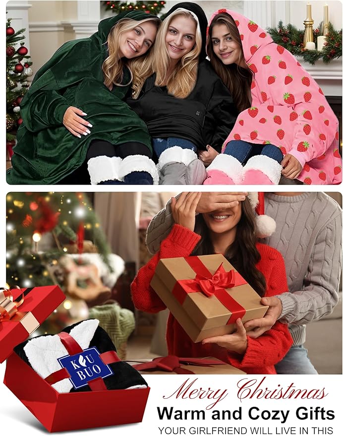 KFUBUO Heated Electric Wearable Blanket Throw Battery Operated Portable USB Cordless Outdoor Hoodie Sweatshirt