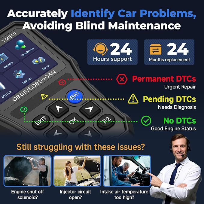 Enhanced Universal OBD2 Scanner with Battery Tester - Car Engine Fault Code Reader CAN Diagnostic Scan Tool, Read and Clear Error Codes for 1996 or Newer OBD2 Protocol, Plug & Play