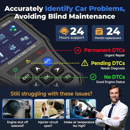 Enhanced Universal OBD2 Scanner with Battery Tester - Car Engine Fault Code Reader CAN Diagnostic Scan Tool, Read and Clear Error Codes for 1996 or Newer OBD2 Protocol, Plug & Play