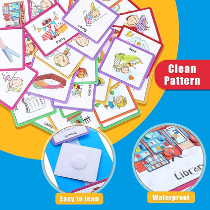 Geyee 60 Pcs Visual Schedule Cards Daily Routine Chart Visual Planner Cards Bulk for Autism Learning Materials Asperger's ADHD Home Education Behavioral Tool(Blue)