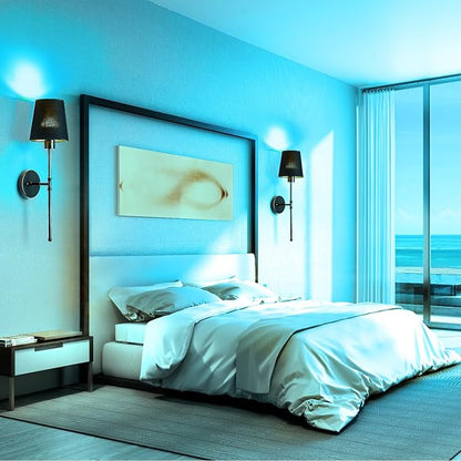 Depuley Battery Operated Wall Sconce: 24" Set of 2 Wireless Wall Lights with Remote for Bedroom - Rechargeable 15 Colors Black Wall Lamp for Living Room Hallway Home Decor