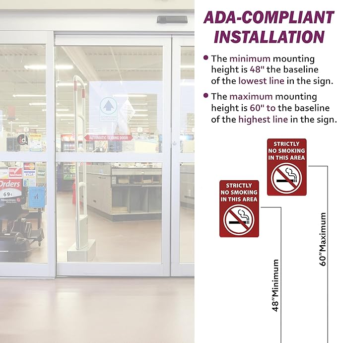 Strictly No Smoking In This Area Sign - ADA Compliant Digitally Printed Text Wall Sign - Smoke-Free Area Signs for Offices, Businesses, Hotels & Restaurants - Aluminum 10” x 7”