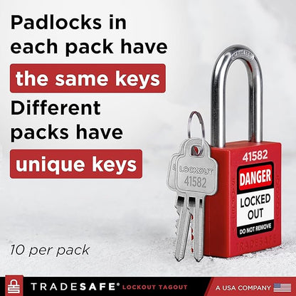 TRADESAFE Lockout Tagout Locks Set - 7 Red Keyed Alike Padlocks, 2 Keys Per Lock, OSHA Compliant Loto Locks for Lock Out Tag Out Stations, Premium Grade