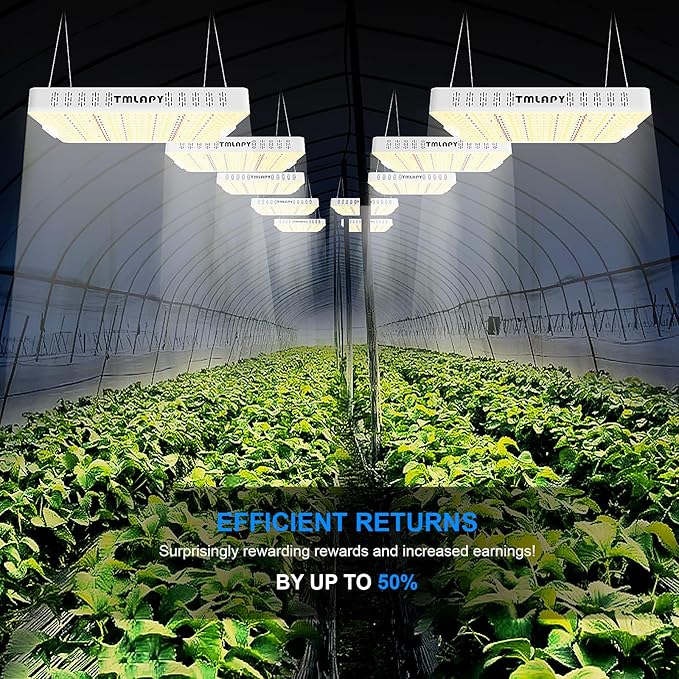 E4000 LED Grow Light, Full Spectrum for Indoor Plants, Daisy Chain, 3x4 Grow Tent, Built-in Silent Fan (320W Actual Power)