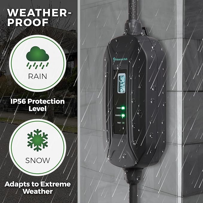PRIMECOM Level 2 Electric Vehicle (EV) Charger (220V / 240Volt, 16Amp) Portable EVSE Smart Electric Car Charger, 30', 40', and 50 Feet Lengths (NEMA L6-30P, 50 Feet)