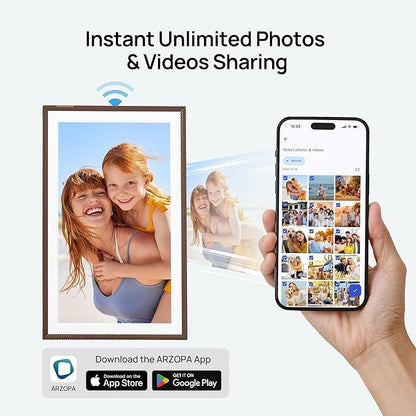 Arzopa 15.6" Large Digital Picture Frame, 1920X1080 FHD Touchscreen with Anti-Glare, 32GB Storage Electric Picture Frame Slideshow Support Photo Organization, Custom Gift Mode for Family and Friends