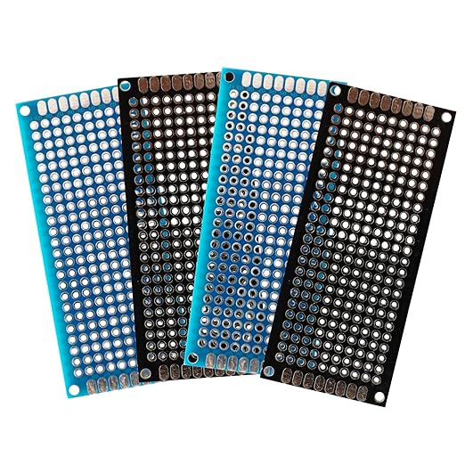 24 Pcs(3x7cm) Double Sided PCB Board Prototype Kit Soldering 2 Colour Universal Printed Circuit Board for DIY Soldering and Electronic Project
