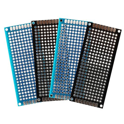 24 Pcs(3x7cm) Double Sided PCB Board Prototype Kit Soldering 2 Colour Universal Printed Circuit Board for DIY Soldering and Electronic Project