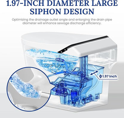Smart Toilet with Heated Seat & Auto-Flush System - Foot Sensor Control, Adjustable Wash Modes, Built-In Water Tank (No Water Pressure Limits) for All Homes