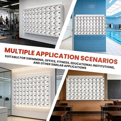 41x25x7-inch Cell Phone Storage Locker, 60 Slots Cell Phone Locker Box — Storage Cabinet with Anti-Tamper Door Locks and Keys (Transparent Acrylic Material), Wall-Mounted Design