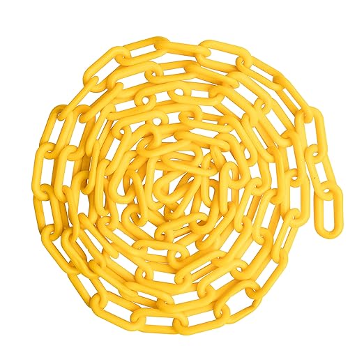 US Weight (Made in USA) 2" x 50' Yellow Plastic Safety Chain ft. SunShield UV Resistant Technology