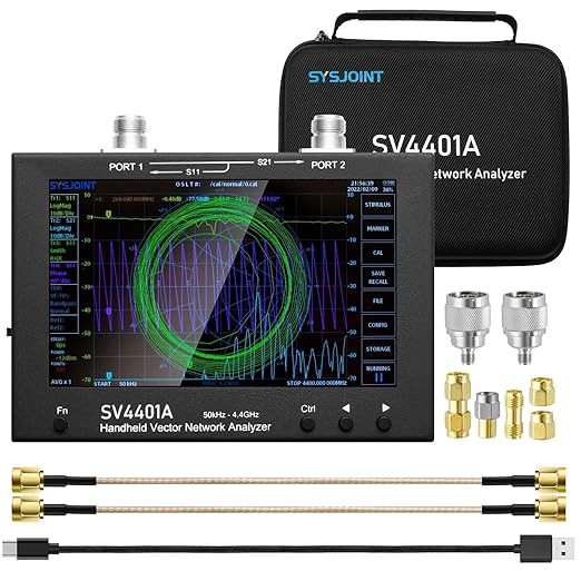 AURSINC 7inch NanoVNA SV4401A Vector Network Analyzer, 50KHz-4.4GHz Antenna Analyzer with 6700mAh Battery 8GB Storage Measuring S Parameters, Voltage Standing Wave Ratio, Phase, Delay, Smith Chart