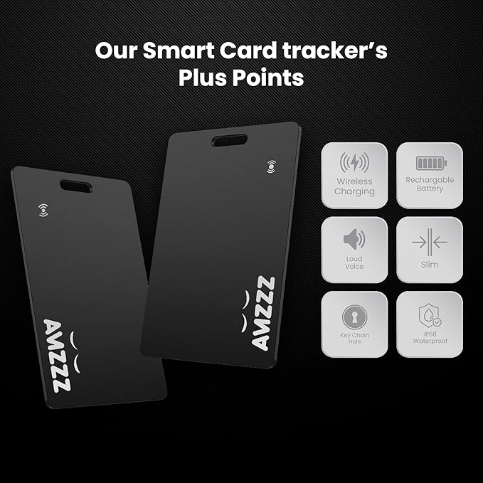Apple MFI Certified Airtag Tracker Card for Apple Find My, Rechargeable Card, Only 0.07in, Finder with Keychain Hole, Item Locator for for Wallet, Bags