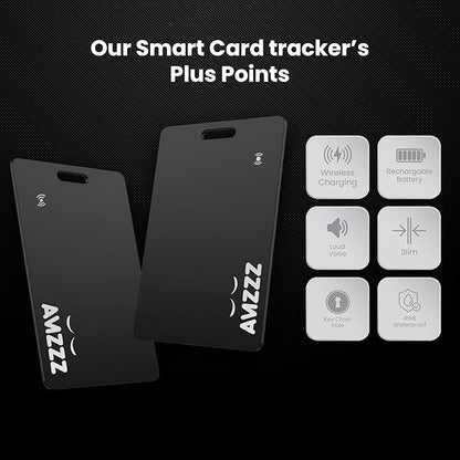 Apple MFI Certified Airtag Tracker Card for Apple Find My, Rechargeable Card, Only 0.07in, Finder with Keychain Hole, Item Locator for for Wallet, Bags