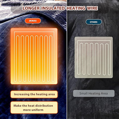 Heated Electric Blanket King Size - 100"x90" Flannel Heating Blanket with 10 Heating Levels & 5 Time Settings Over-Heat Protection, Winter Warmer for Adults with ETL Certification（Navy Blue）