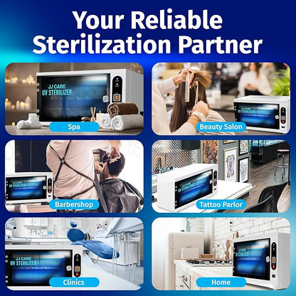 JJ CARE UV Sterilizer 8 Liter Capacity, UV Light 99% Sterilization Killing Efficiency, LED Timer UV Sterilizer Cabinet for Salon, Spa, Office and At Home Use, Professional Tabletop UV Sterilizer,