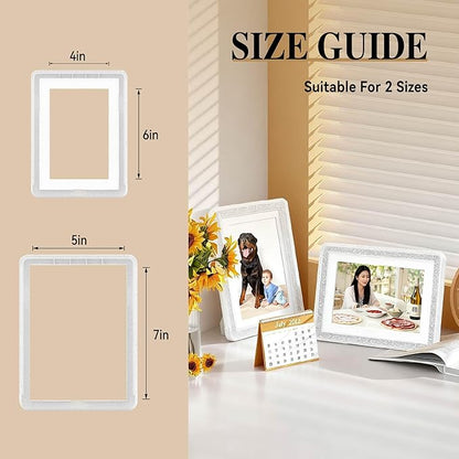 5x7 Picture Frame, Clear Acrylic Photo Frame with White Mat for 4x6 Photos, One-Piece Shatterproof Tool-Free Design, UV-Resistant Waterproof Tabletop Frame for Home Office Decor with 10-Year Warranty