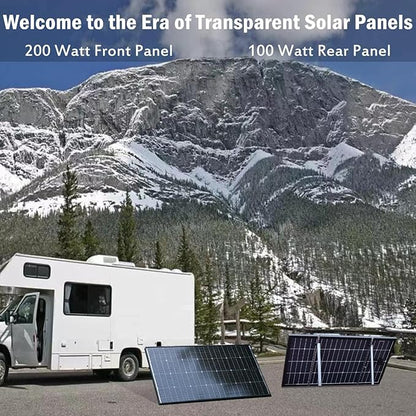 JJN Bifacial 200 Watt Solar Panel, 16BB N-Type 200W 12V 25% High Efficiency 200W Solar Panels, Monocrystalline Solar Module for RV Home Farm Trailer Camper Marine Off-Grid Solar System