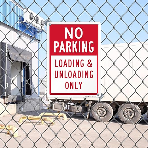 SmartSign No Parking Loading Unloading Only - 10" x 14", Rustproof 40 Mil Laminated Aluminum, Red/White, Durable Metal Sign for Outdoors, USA-Made